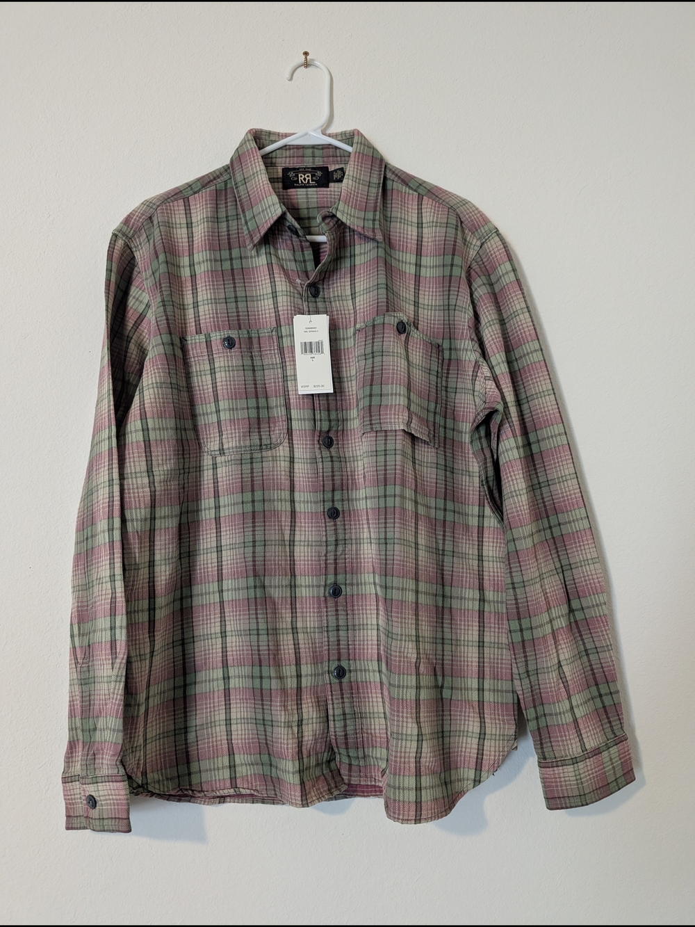Ralph Lauren Double RL Green & Pink Plaid Long-Sleeve Button Shirt